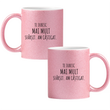Te iubesc mai mult. Sfârșit Cană cu Glitter 350ml - Roz