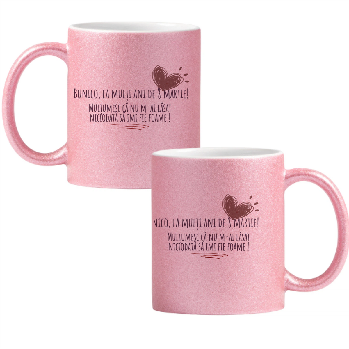 Bunico, la mulți ani de 8 martie Cană cu Glitter 350ml - Roz