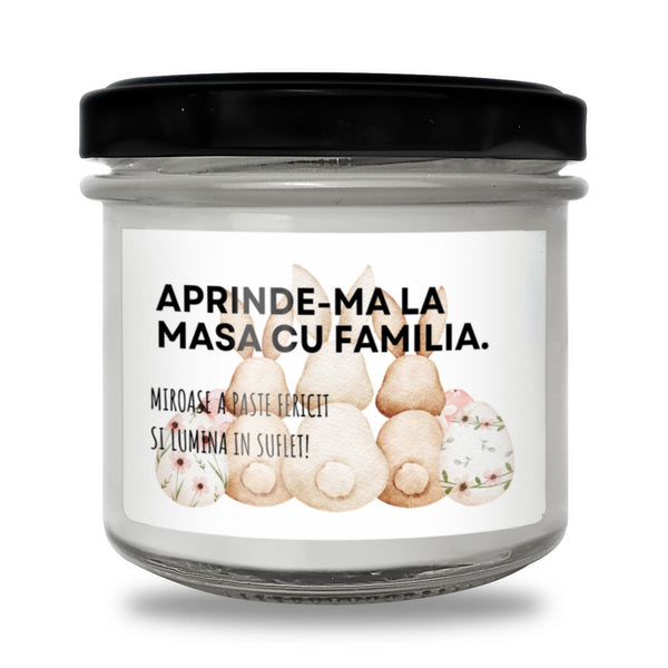 Aprinde-mă la masa cu familia. Miroase a Paște fericit! Lumânare parfumată din soia
