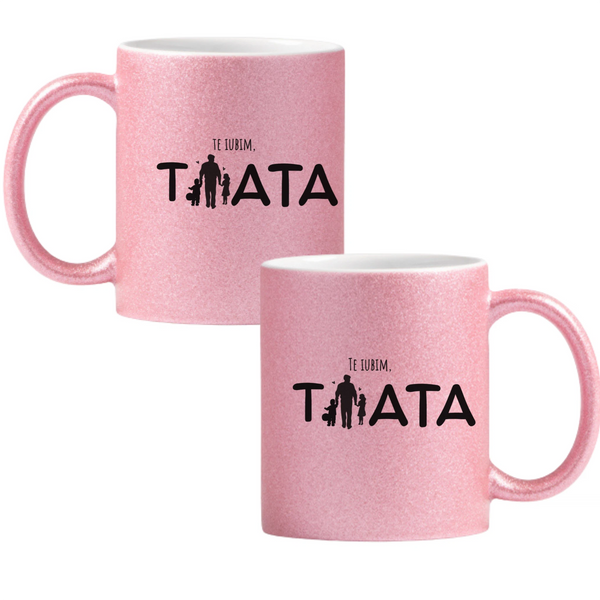 Te iubim, tată Cană cu Glitter 350ml - Roz