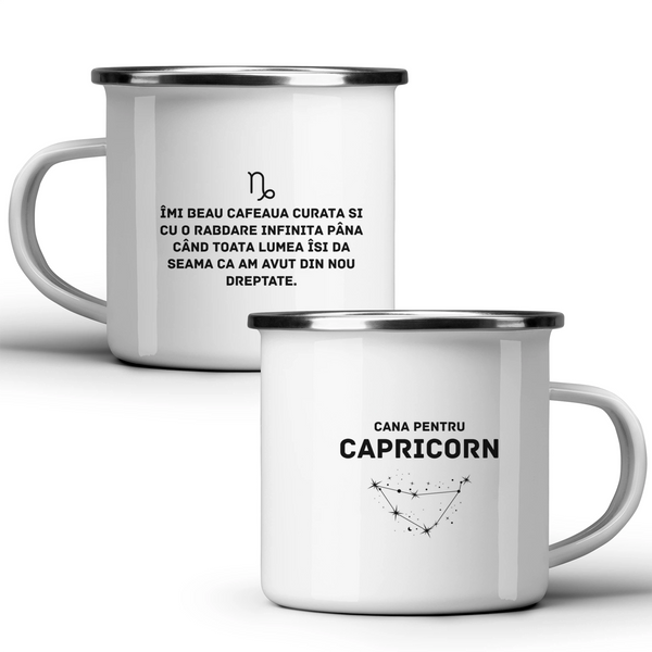 Zodia Capricorn - Cană albă - cana metalica
