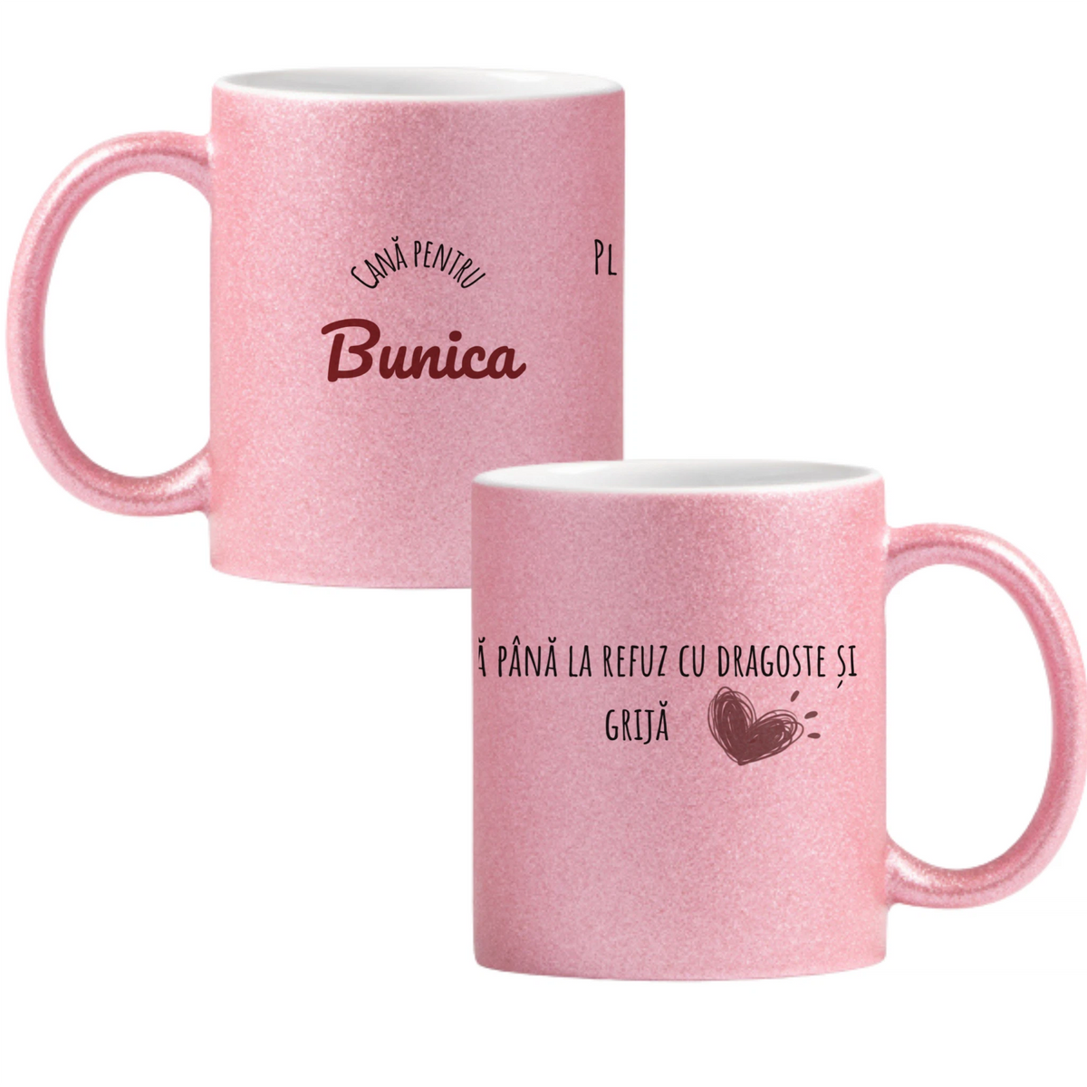 Cana bunicii Cană cu Glitter 350ml - Roz