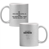 Zodia Gemeni Cană cu Glitter 350ml - Gri