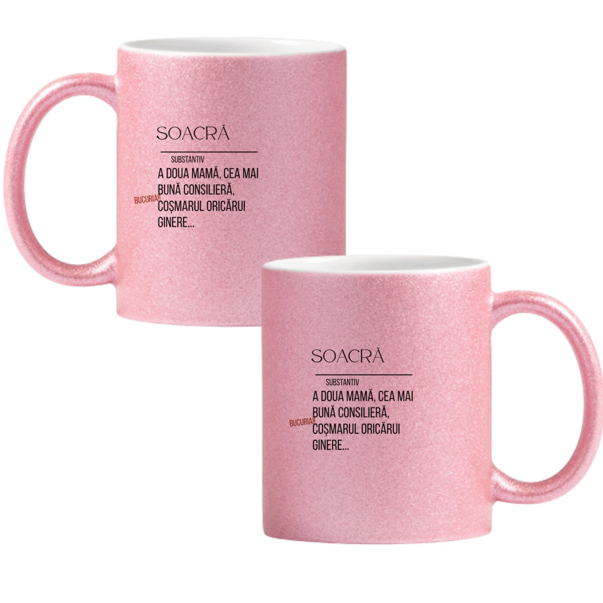Soacra, definiție Cană cu Glitter 350ml - Roz