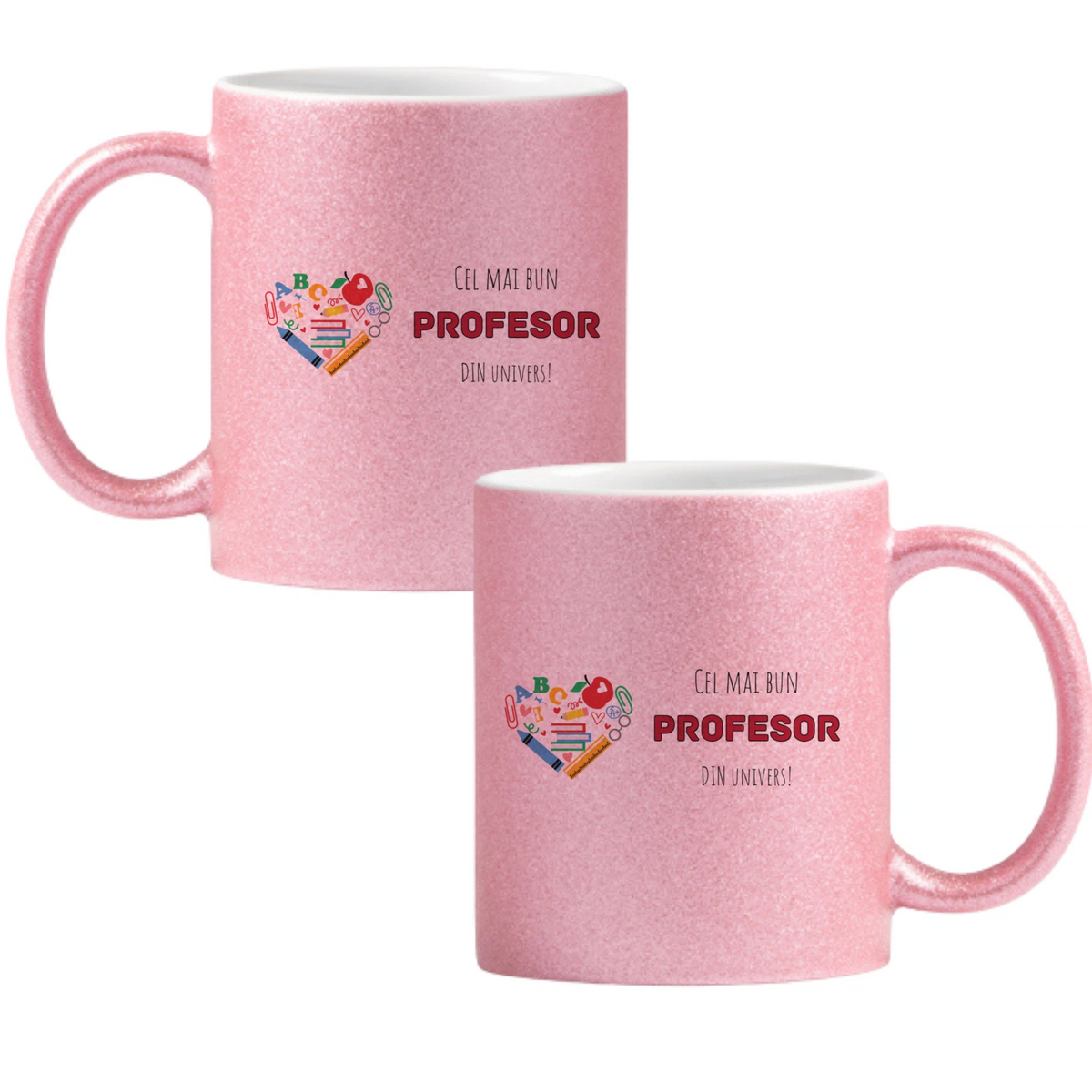 Cel mai bun profesor din univers Cană cu Glitter 350ml - Roz