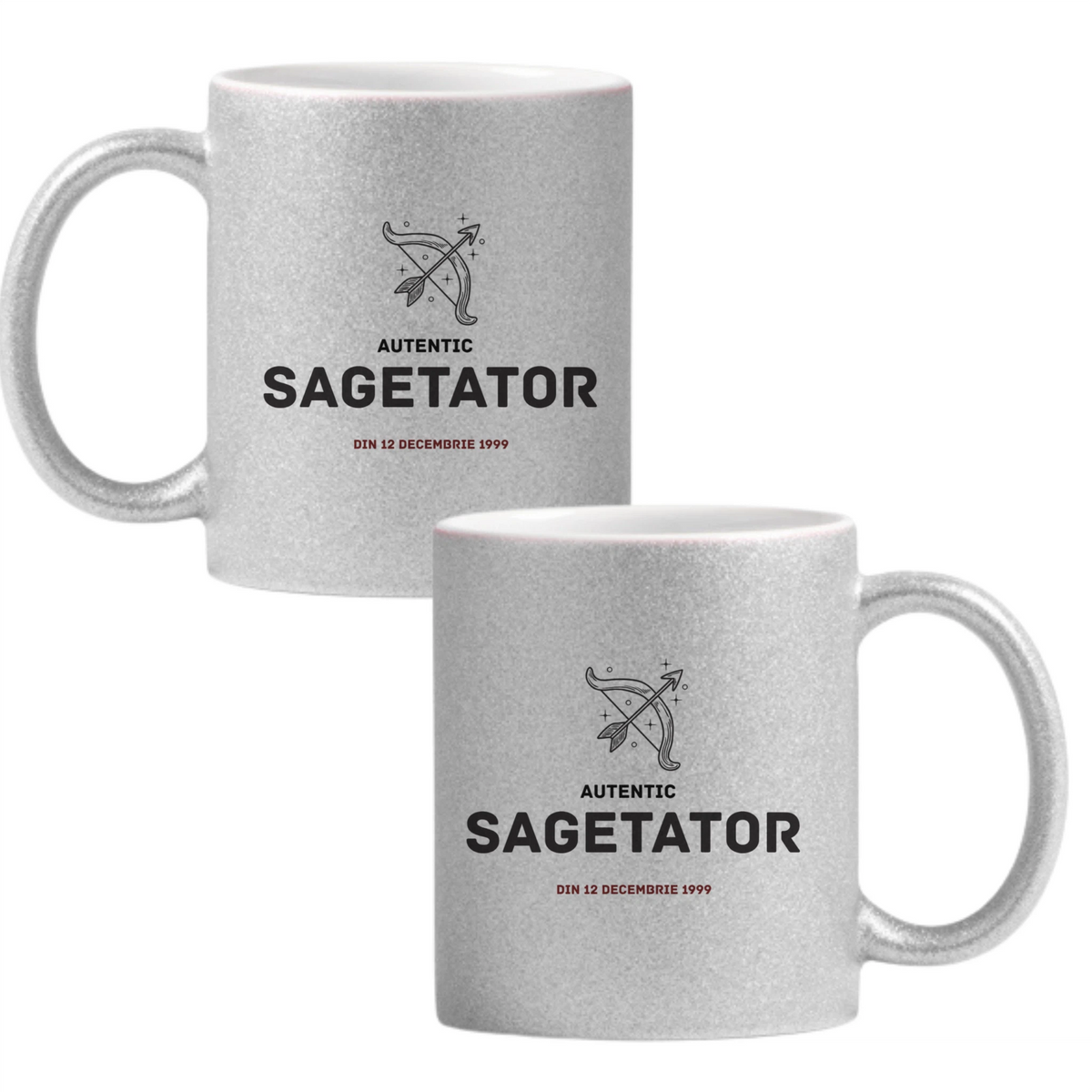 Săgetător autentic (personalizată) Cană cu Glitter 350ml - Gri