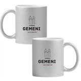 Gemeni autentic (personalizată) Cană cu Glitter 350ml - Gri
