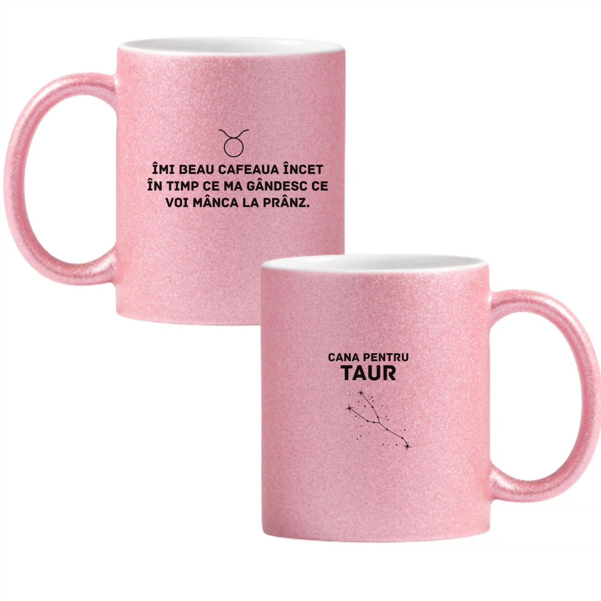 Zodia Taur Cană cu Glitter 350ml - Roz