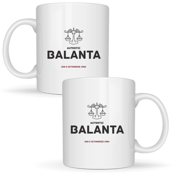 Balanță autentic (personalizată) - Cană albă (ambele parti)