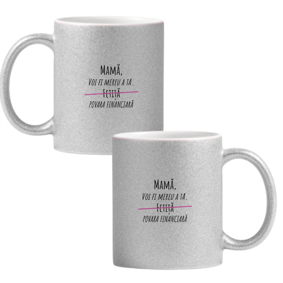 Mereu fetița ta Cană cu Glitter 350ml - Gri