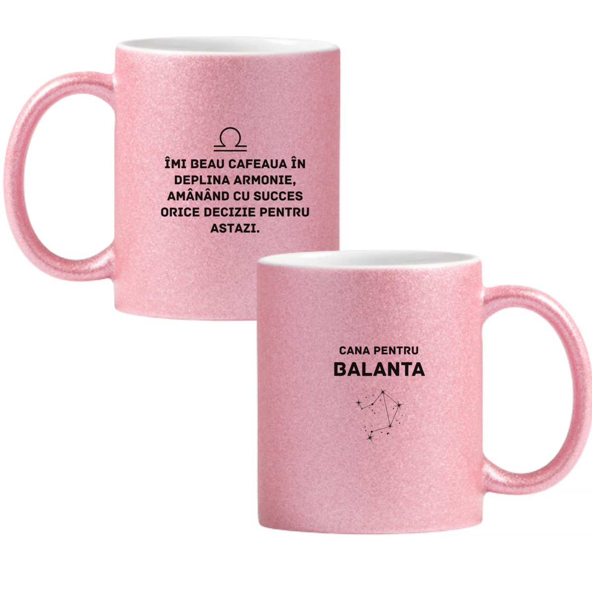 Zodia Balanță Cană cu Glitter 350ml - Roz