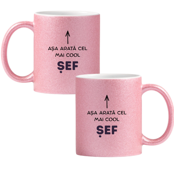 Așa arată cel mai cool șef Cană cu Glitter 350ml - Roz