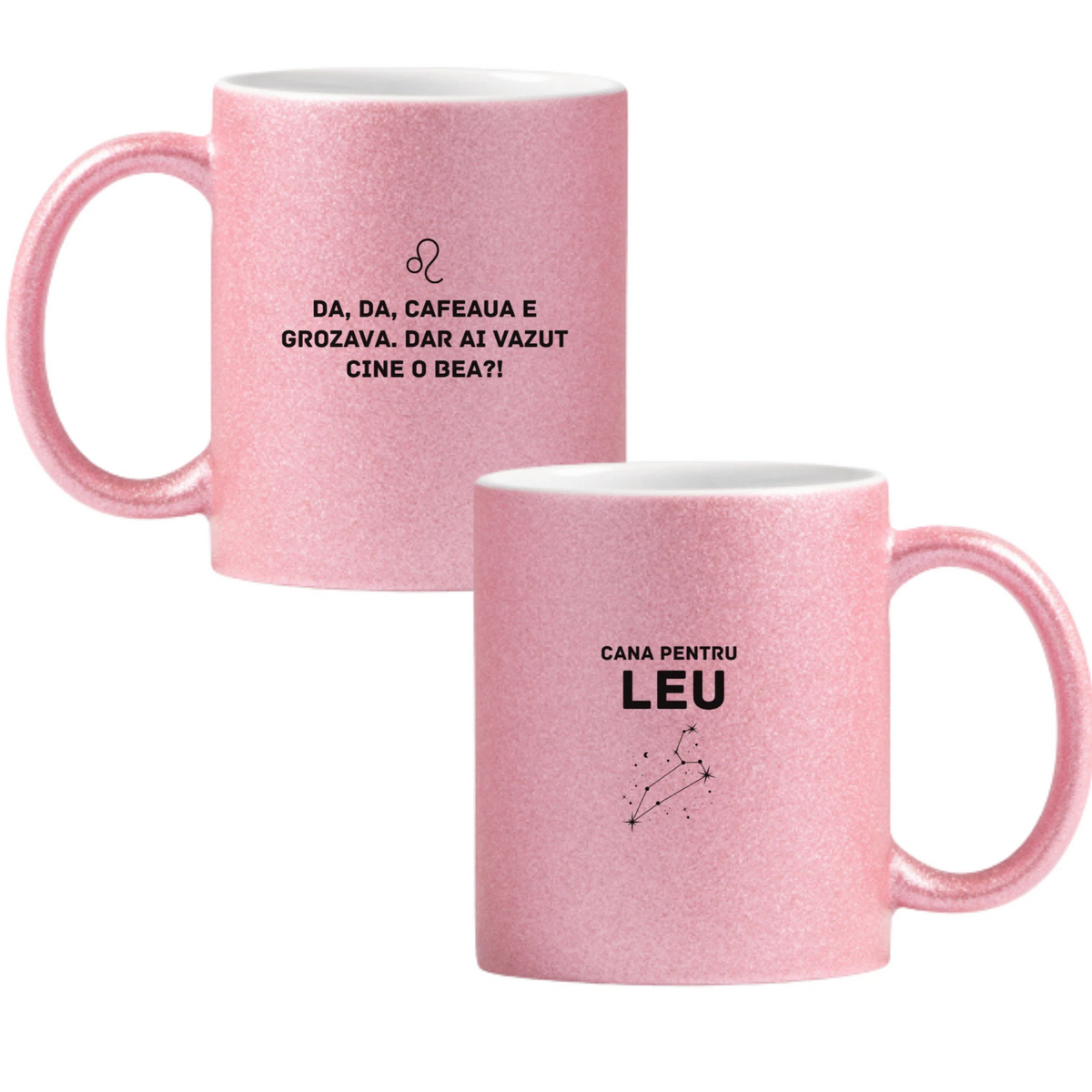 Zodia Leu Cană cu Glitter 350ml - Roz