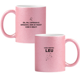 Zodia Leu Cană cu Glitter 350ml - Roz