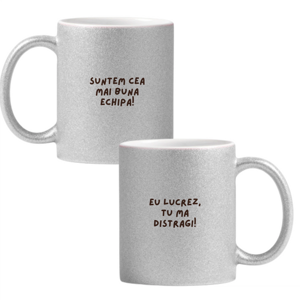 Suntem cea mai bună echipă! Cană cu Glitter 350ml - Gri