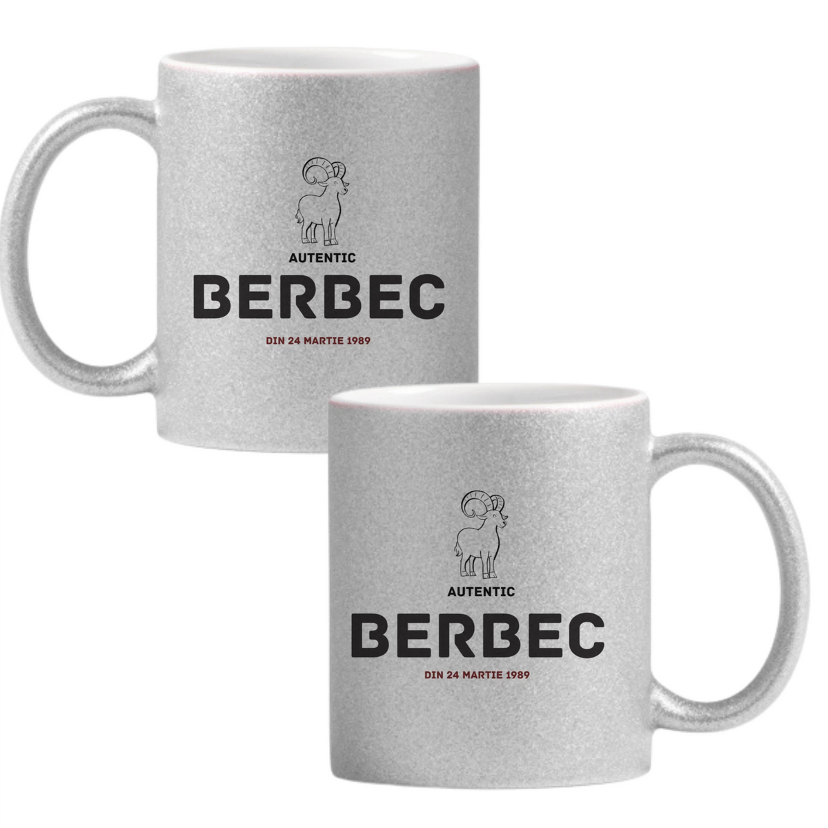 Berbec autentic (personalizată) Cană cu Glitter 350ml - Gri