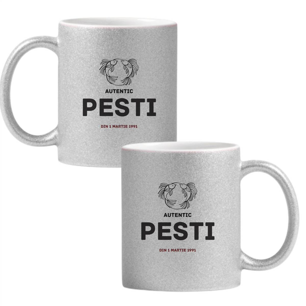 Pești autentic (personalizată) Cană cu Glitter 350ml - Gri
