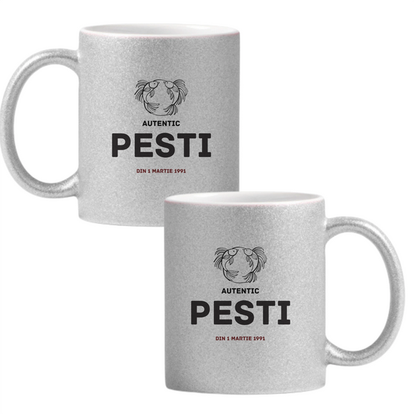 Pești autentic (personalizată) Cană cu Glitter 350ml - Gri