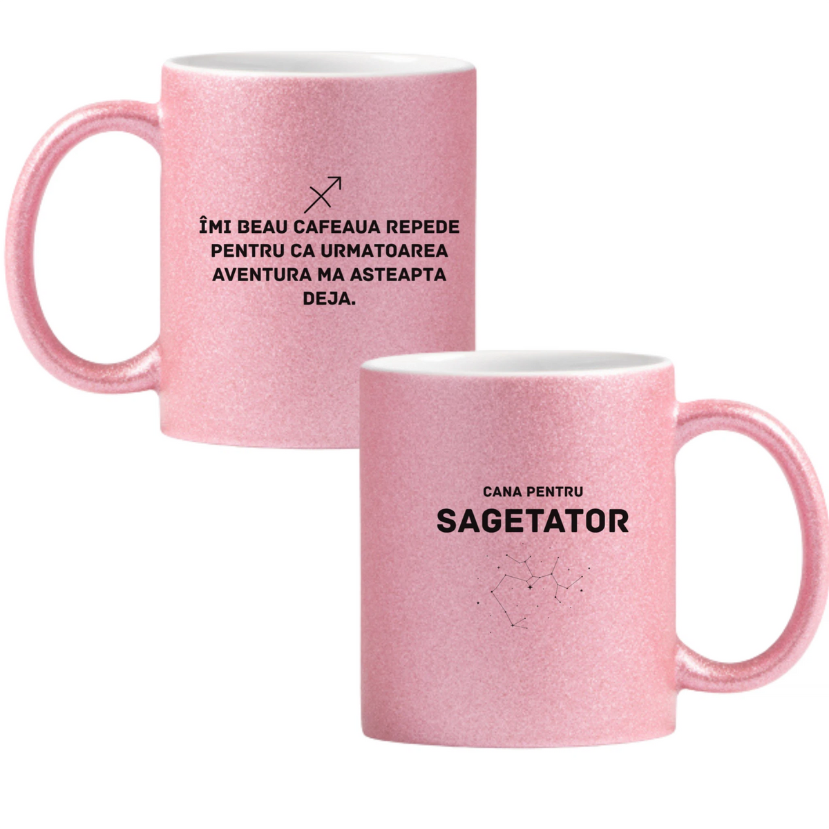 Zodia Săgetător Cană cu Glitter 350ml - Roz