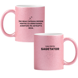 Zodia Săgetător Cană cu Glitter 350ml - Roz