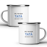 Cel mai bun tată (pe scurt, tata) - Cană albă - cana metalica
