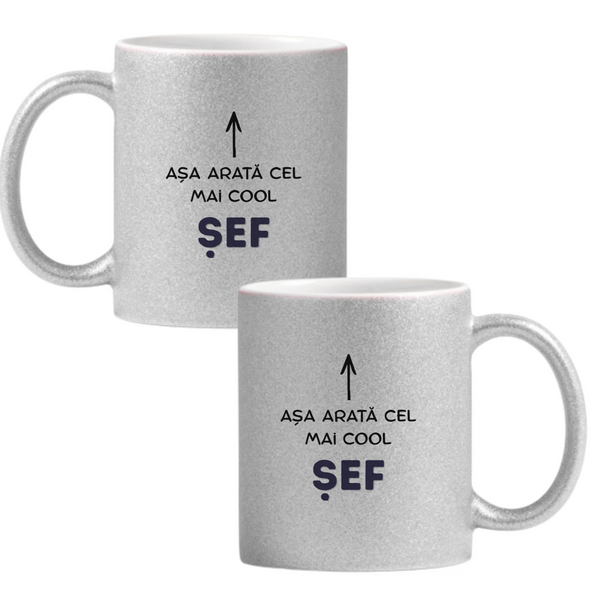 Așa arată cel mai cool șef Cană cu Glitter 350ml - Gri