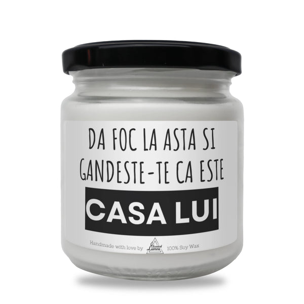 Dă foc la asta și gândește-te că este casa lui Lumânare parfumată din soia