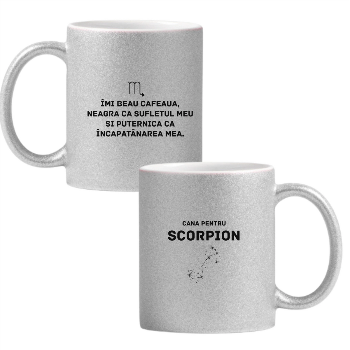 Zodia Scorpion Cană cu Glitter 350ml - Gri