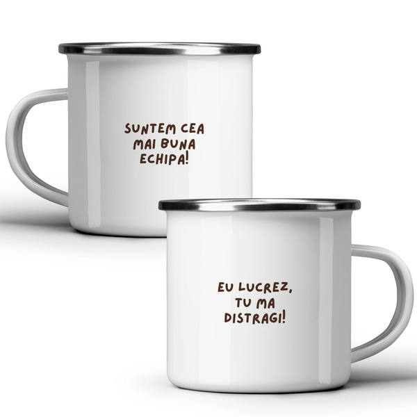 Suntem cea mai bună echipă! - Cană albă - cana metalica