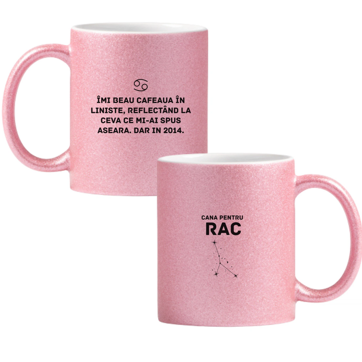Zodia Rac Cană cu Glitter 350ml - Roz