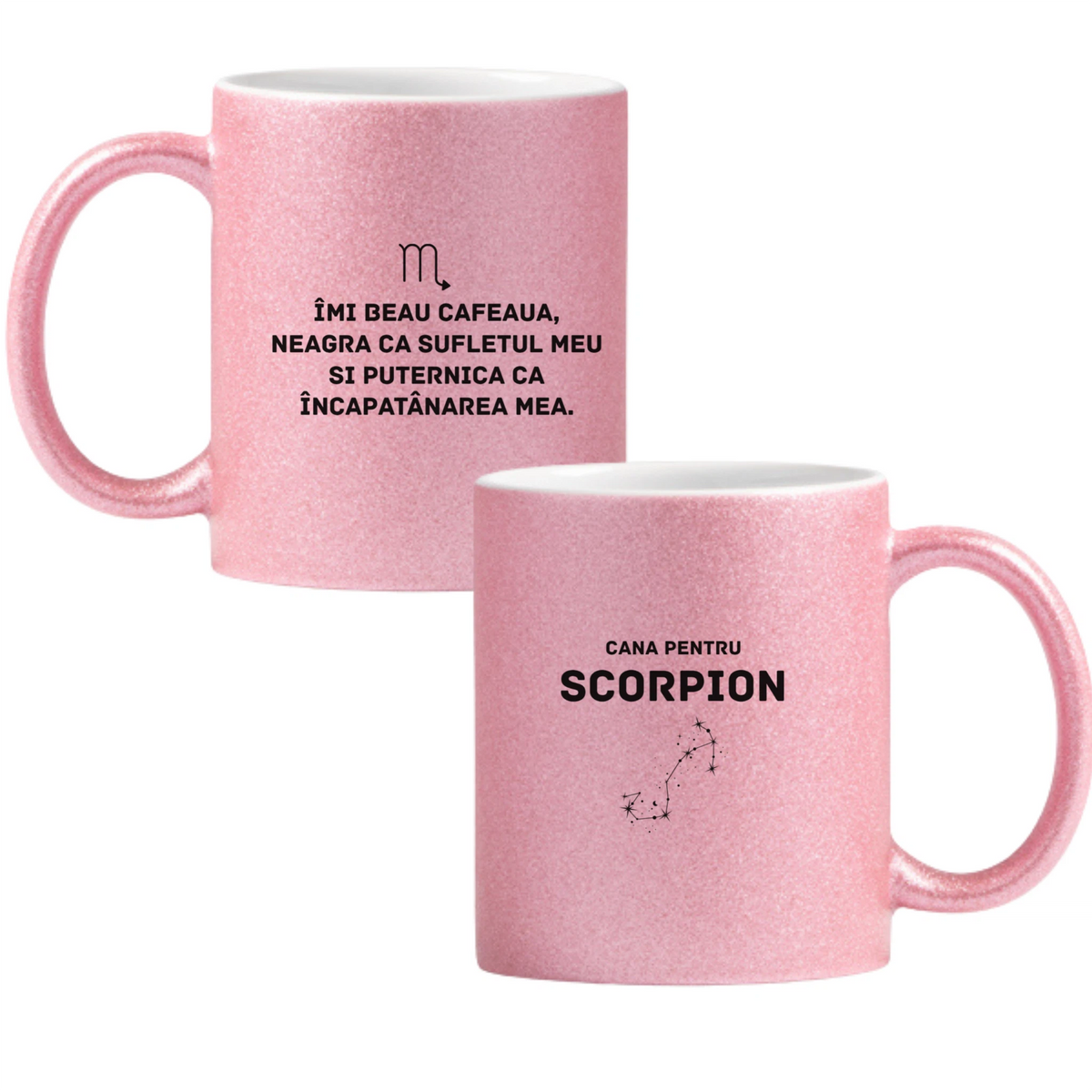 Zodia Scorpion Cană cu Glitter 350ml - Roz