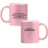 Zodia Scorpion Cană cu Glitter 350ml - Roz