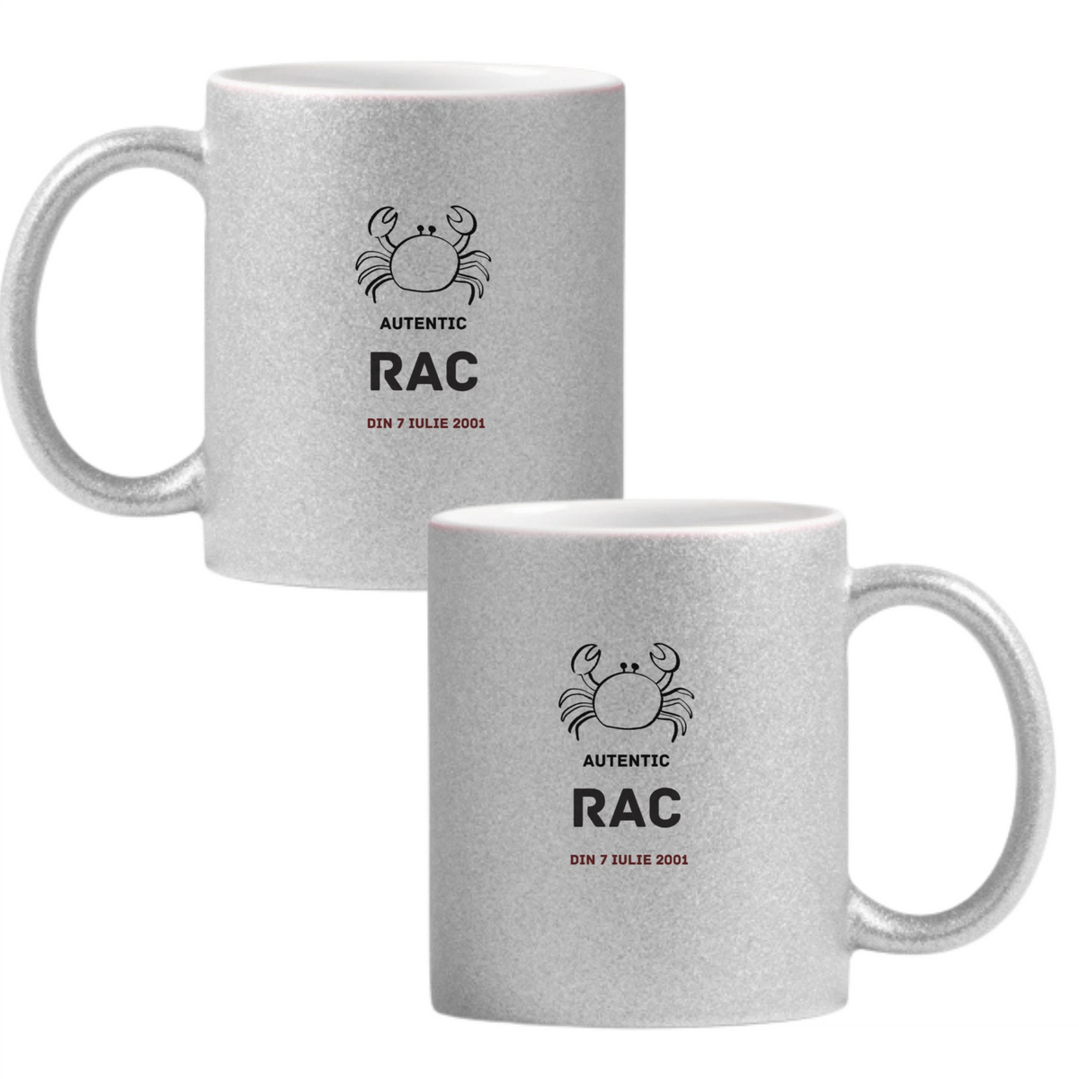 Rac autentic (personalizată) Cană cu Glitter 350ml - Gri
