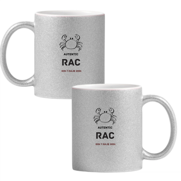 Rac autentic (personalizată) Cană cu Glitter 350ml - Gri