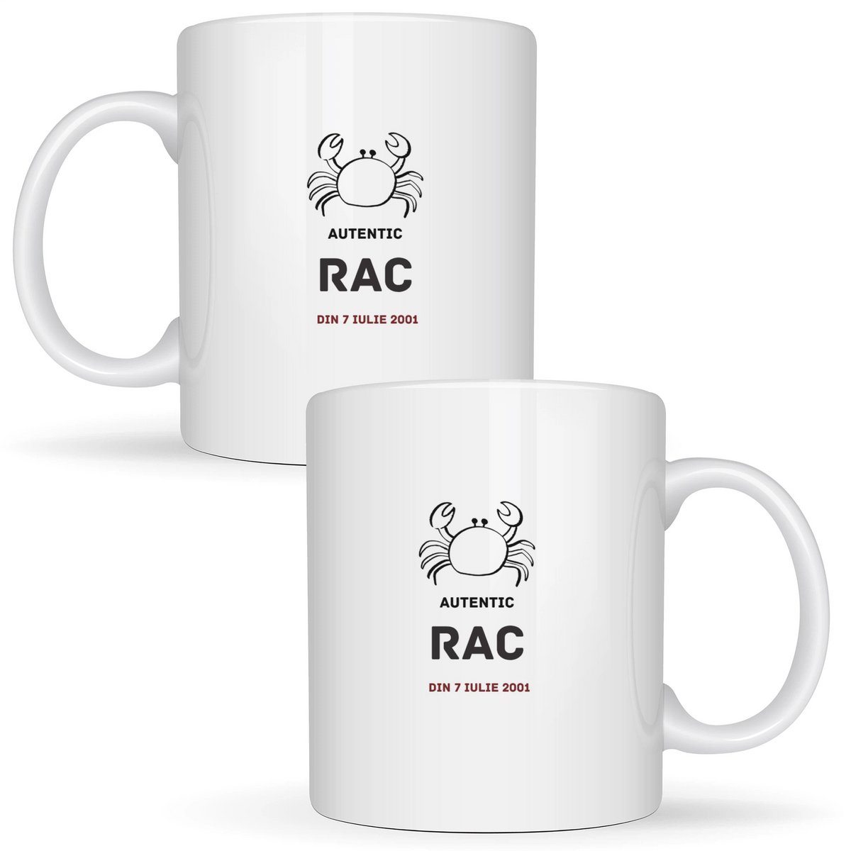 Rac autentic (personalizată) - Cană albă (ambele parti)