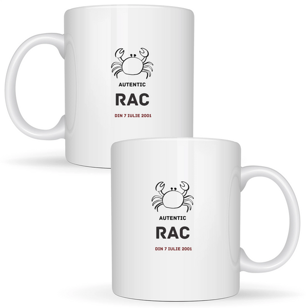 Rac autentic (personalizată) - Cană albă (ambele parti)