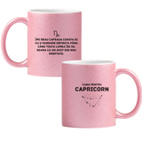 Zodia Capricorn Cană cu Glitter 350ml - Roz