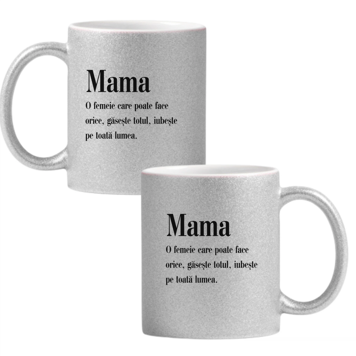 Mama găsește totul Cană cu Glitter 350ml - Gri